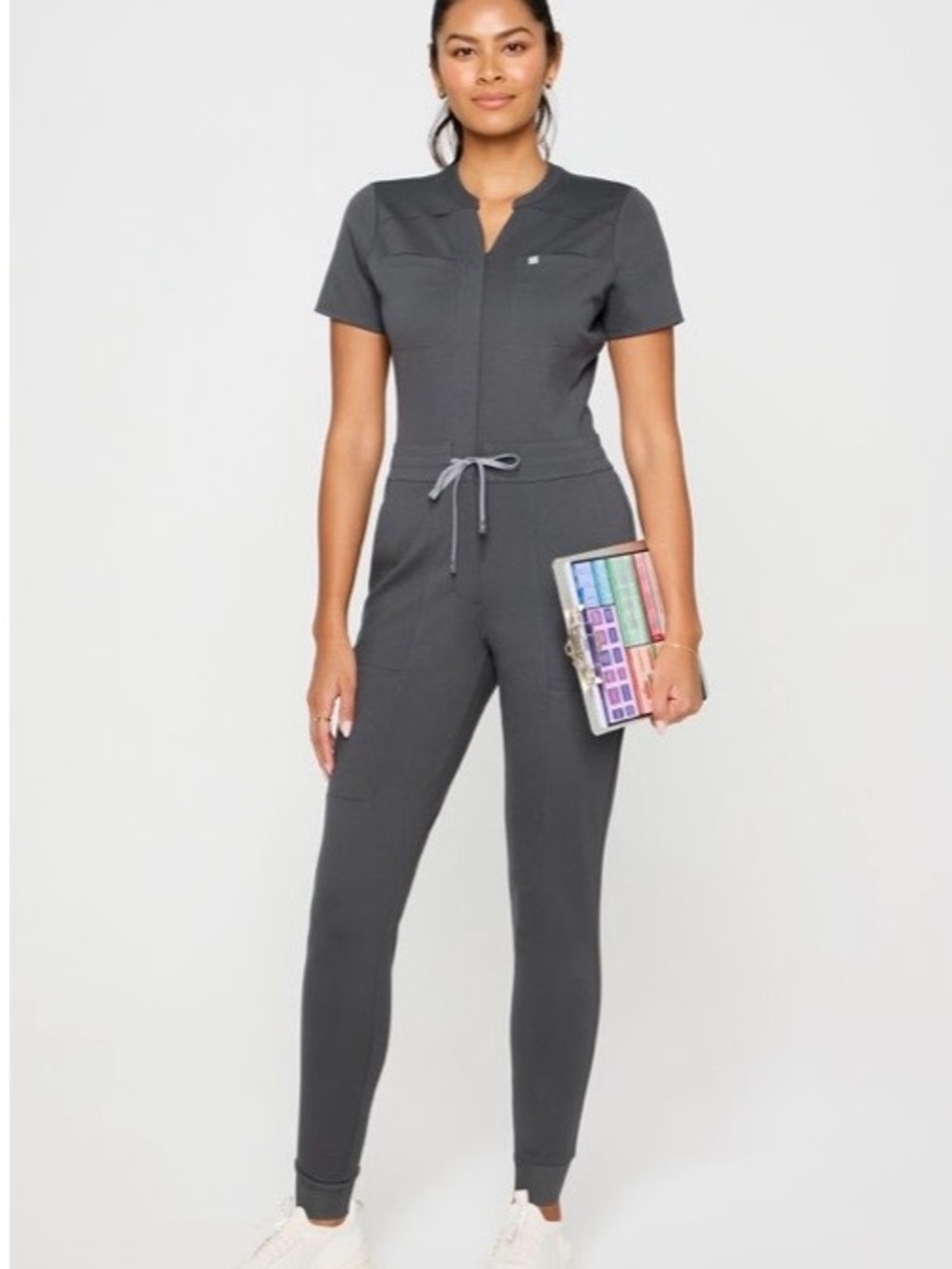 Fabletics NWT Sold Out Dark Gray “Onyx” Scrub Jumpsuit Large Regular